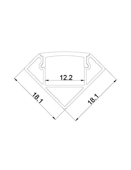 Perfil de aluminio en esquina negro 2000*18*18mm -TIRAS LED STRIPS-