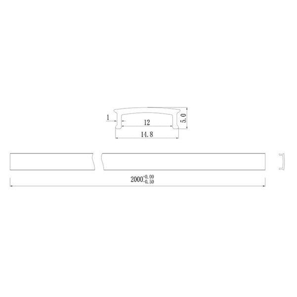 Perfil de aluminio negro para TIRA LED 2000*17.1*8.5mm -TIRAS LED STRIPS-