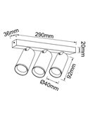 Regleta de 3 focos blanco NAZARE, mini GU10 (no incl.), 290mm, elegante y moderna