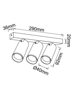 Fita branca NAZARE de 3 pontos, mini GU10 (não incluída), 290 mm 2