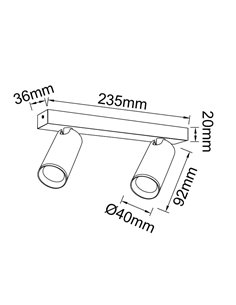 Fita preta NAZARE de 2 pontos, mini GU10 (não incluída), 235 mm 2