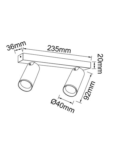 Fita branca NAZARE de 2 pontos, fina e minimalista, mini GU10 (não incluída), 235 mm