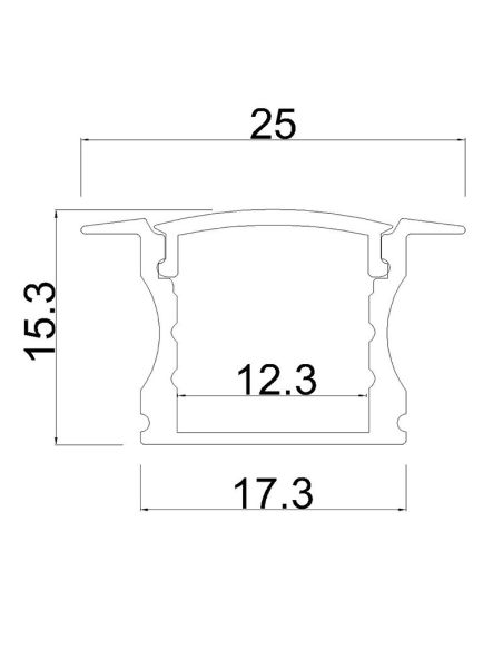 Perfil de aluminio para empotrar 2000*17.3*15,3mm -TIRAS LED STRIPS-medidas