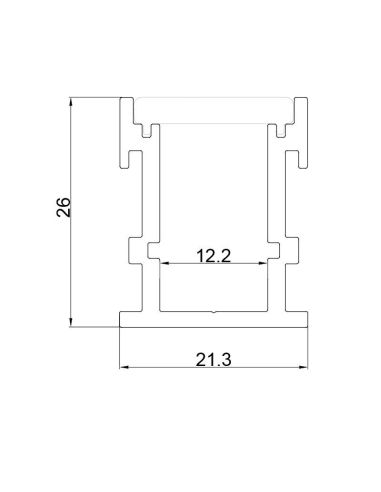 Profilé de sol en aluminium 2000 x 21,3 x 26 mm - Bandes LED - Dimensions
