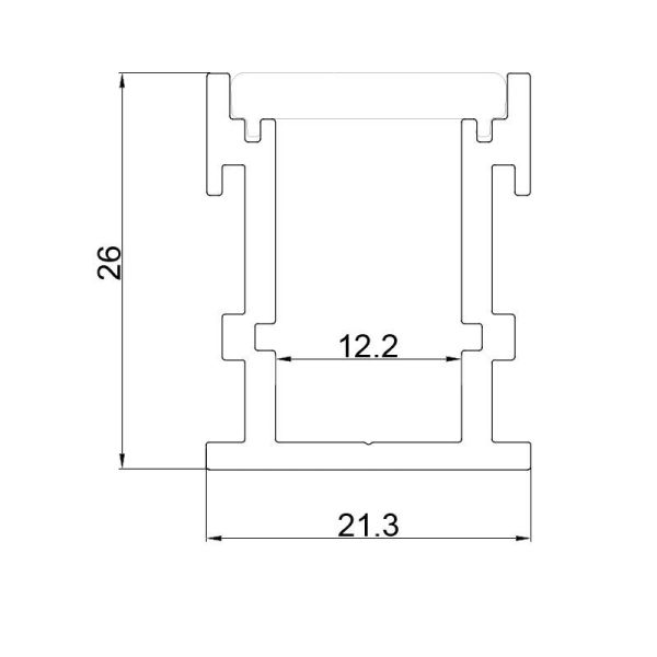 Perfil de Aluminio para suelo 2000*21,3*26mm -TIRAS LED STRIPS-medidas