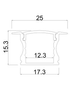 Perfil de aluminio para empotrar blanco 2000*17.3*15,3mm -TIRAS LED STRIPS- 2