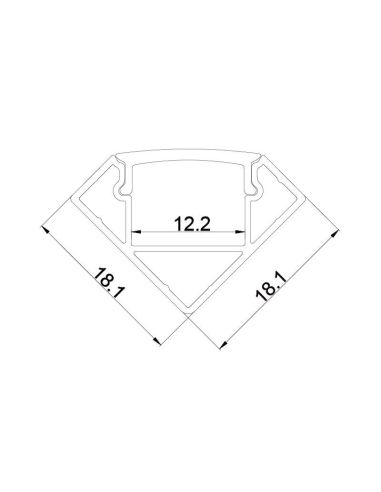 Profilé d'angle en aluminium blanc 2000 x 18 x 18 mm - Bandes LED - dimensions