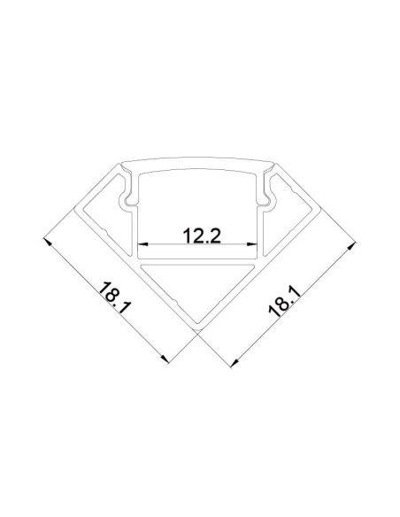 Profilé d'angle en aluminium blanc 2000 x 18 x 18 mm - Bandes LED - dimensions
