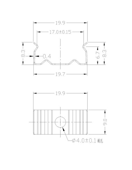 Clipe de fixação em aço inoxidável 2000*17,1*15,3 mm - FITAS DE LED - medidas
