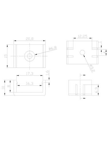 Clip de fijación de PC transparente para Perfil 2000*17.1*8.5mm -TIRAS LED STRIPS-medidas