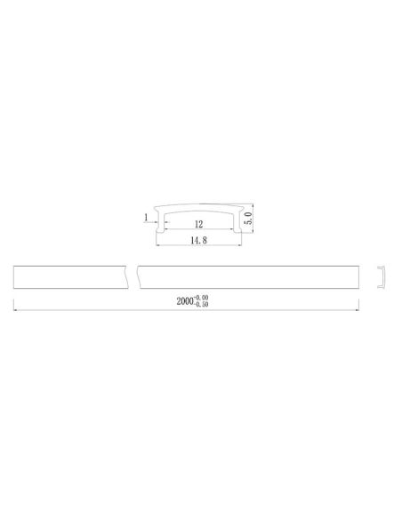 Perfil de aluminio blanco para TIRA LED 2000*17.1*8.5mm -TIRAS LED STRIPS-medidas