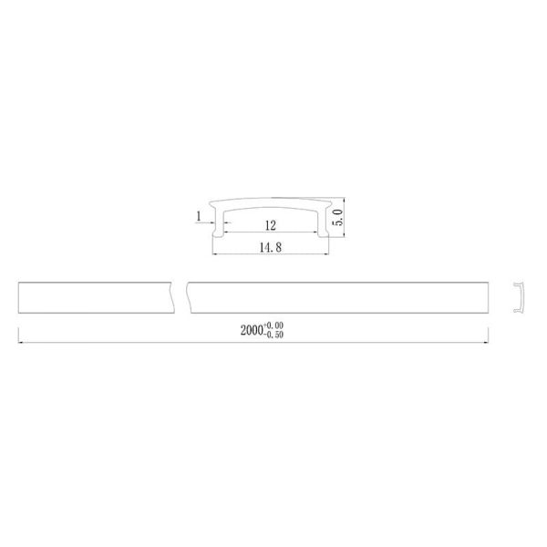 Profilé en aluminium blanc pour bande LED 2000 x 17,1 x 8,5 mm - BANDES LED - dimensions