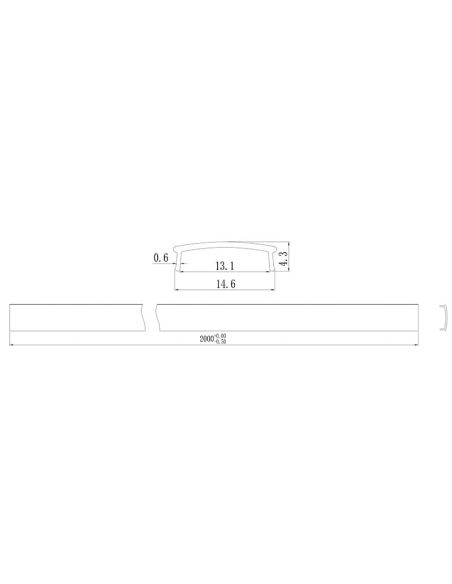 Perfil de aluminio blanco 2000*17.1*15,3mm  -TIRAS LED STRIPS-medidas