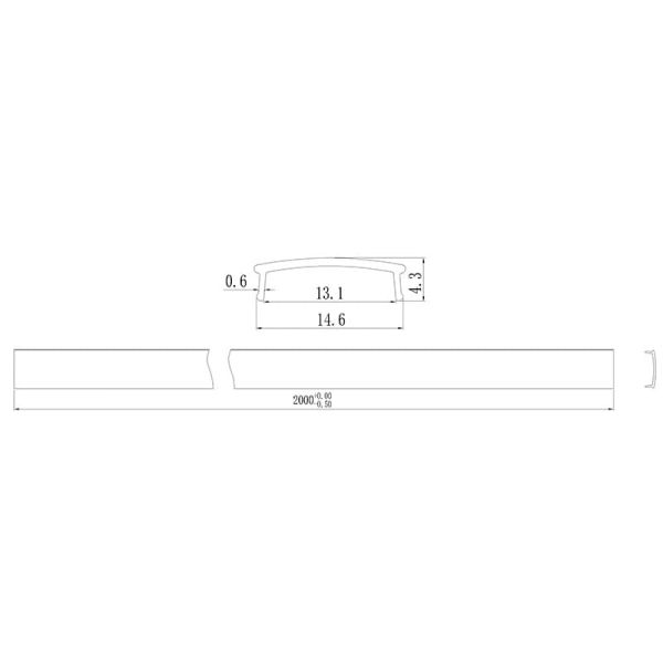 Perfil de aluminio blanco 2000*17.1*15,3mm  -TIRAS LED STRIPS-medidas