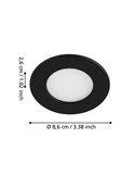 Downlight LED embutido FUEVA 5, preto IP20, 2,7W, 330Lm, 4000K, Ø8,6cm corte 7,5cm
