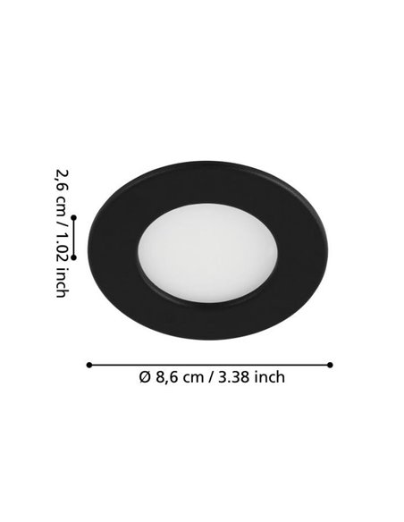 Downlight LED empotrable FUEVA 5, negro IP20, 2,7W, 330Lm, 4000K, Ø8.6cm corte 7,5cm