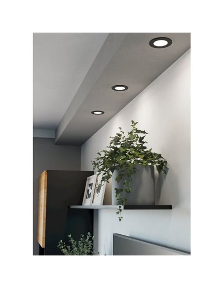 Downlight LED portátil preto FUEVA 6, CCT (2700K-4000K-6500K), 3,7W 450Lm, Ø88mm, IP20