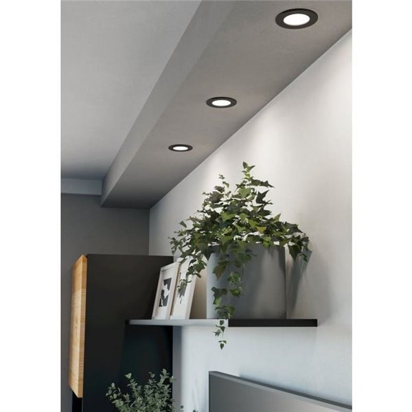 Downlight LED empotrable negro FUEVA 6, CCT (2700K-4000K-6500K), 3,7W 450Lm, Ø88mm, IP20