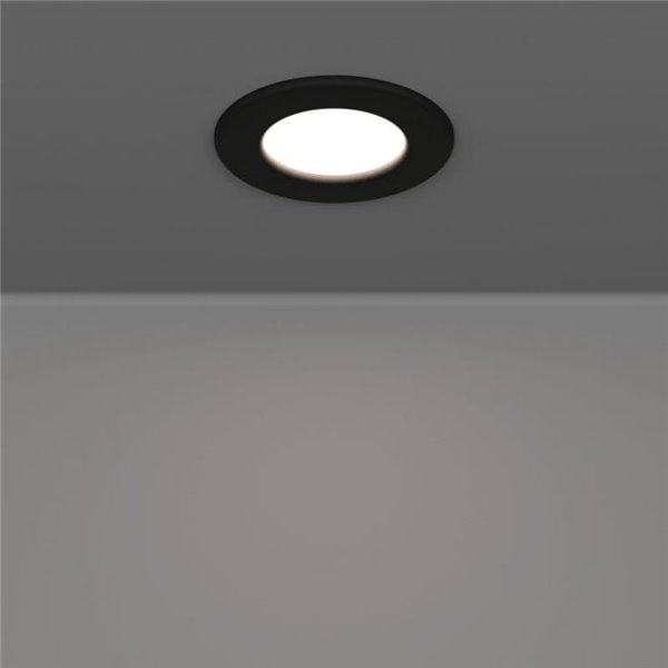 Downlight LED portátil preto FUEVA 6, CCT (2700K-4000K-6500K), 3,7W 450Lm, Ø88mm, IP20