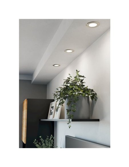 Downlight LED encastré nickel mat FUEVA 6, CCT (2700K-4000K-6500K), 3,7W 450Lm, Ø88mm, IP20