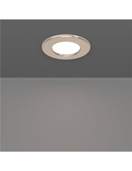 Downlight LED empotrável níquel mate FUEVA 6, CCT (2700K-4000K-6500K), 3,7W 450Lm, Ø88mm, IP20