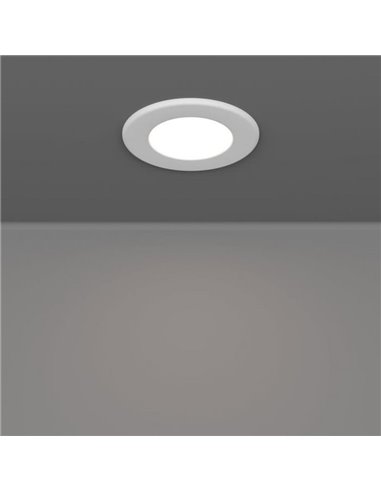 Downlight LED empotrable blanco FUEVA 6 IP44, CCT (2700K-4000K-6500K), 3,7W 450Lm, Ø88mm