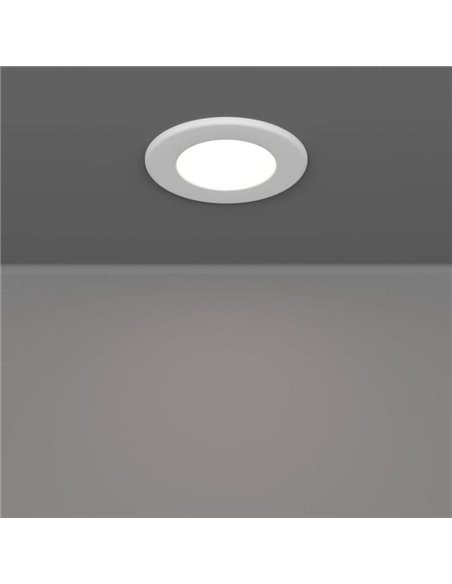 Downlight LED empotrable blanco FUEVA 6 IP44, CCT (2700K-4000K-6500K), 3,7W 450Lm, Ø88mm