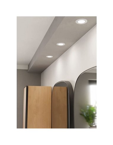 Downlight LED empotrable blanco FUEVA 6 IP44, CCT (2700K-4000K-6500K), 3,7W 450Lm, Ø88mm