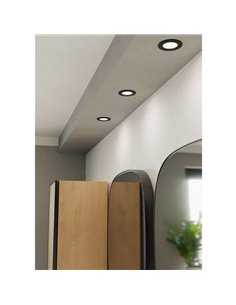 Downlight LED empotrable negro FUEVA 6 IP44, CCT (2700K-4000K-6500K), 3,7W 450Lm, Ø88mm 2
