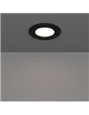 Downlight LED empotrable negro FUEVA 6 IP44, CCT (2700K-4000K-6500K), 3,7W 450Lm, Ø88mm