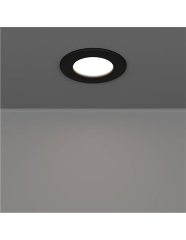 Downlight LED empotrable negro FUEVA 6 IP44, CCT (2700K-4000K-6500K), 3,7W 450Lm, Ø88mm