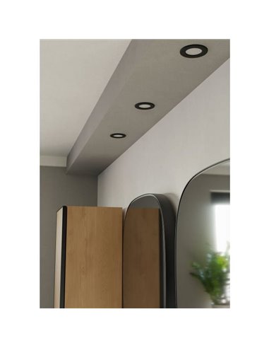 Downlight LED empotrable negro FUEVA 6 IP44, CCT (2700K-4000K-6500K), 3,7W 450Lm, Ø88mm