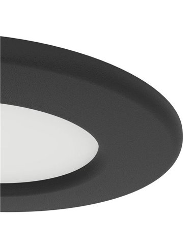 Downlight LED empotrable negro FUEVA 6 IP44, CCT (2700K-4000K-6500K), 3,7W 450Lm, Ø88mm