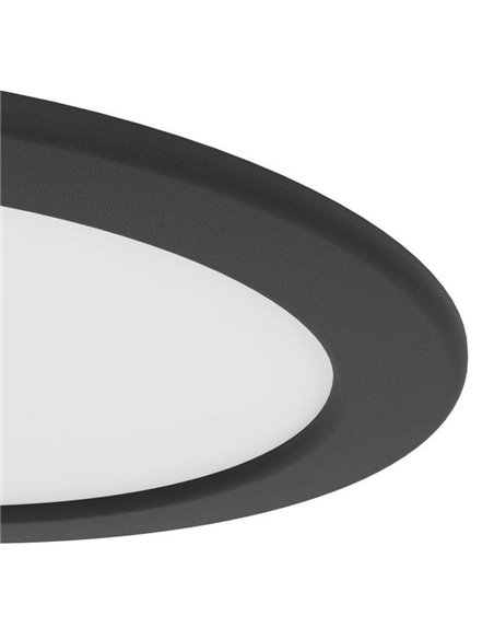 Downlight LED portátil preto FUEVA 6 IP44, Ø119mm CCT (2700K-4000K-6500K), 6,3W 720Lm
