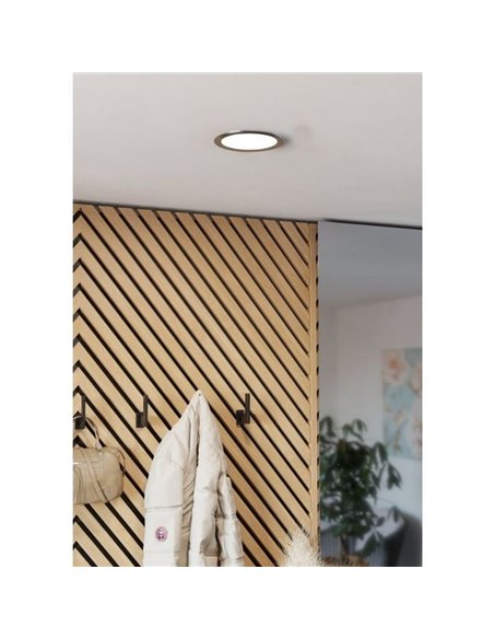 Downlight LED empotrável Ø168mm níquel mate FUEVA 6, CCT (2700K-4000K-6500K), 10,5W 1200Lm, IP20