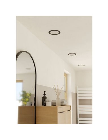 Downlight empotrable LED IP44 Ø168mm negro FUEVA 6, CCT (2700K-4000K-6500K), 10,5W 1200Lm