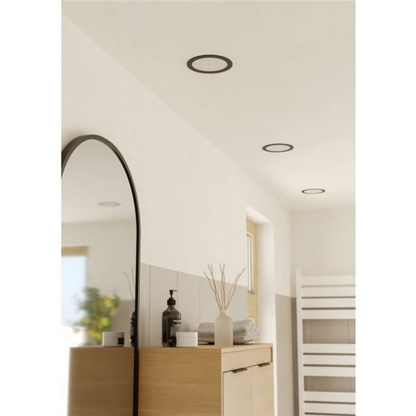 Downlight empotrable LED IP44 Ø168mm negro FUEVA 6, CCT (2700K-4000K-6500K), 10,5W 1200Lm