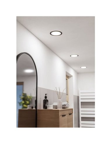 Downlight empotrable LED IP44 Ø168mm negro FUEVA 6, CCT (2700K-4000K-6500K), 10,5W 1200Lm
