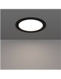 Downlight empotrable LED IP44 Ø168mm negro FUEVA 6, CCT (2700K-4000K-6500K), 10,5W 1200Lm
