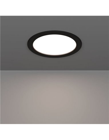 Downlight empotrable LED IP44 Ø168mm negro FUEVA 6, CCT (2700K-4000K-6500K), 10,5W 1200Lm