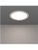 Downlight LED empotrable Ø216mm níquel mate FUEVA 6, CCT (2700K-4000K-6500K), 18,5W 2100Lm, IP20