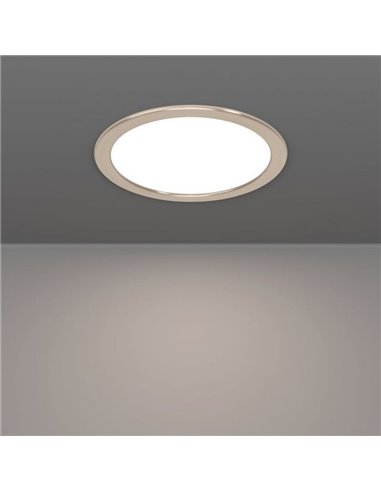 Downlight LED empotrable Ø216mm níquel mate FUEVA 6, CCT (2700K-4000K-6500K), 18,5W 2100Lm, IP20