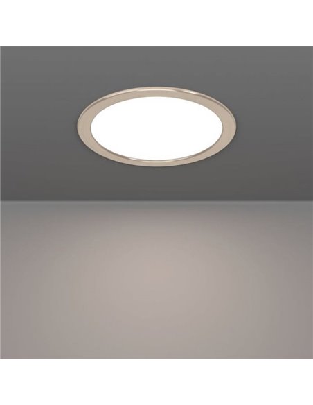 Downlight LED empotrable Ø216mm níquel mate FUEVA 6, CCT (2700K-4000K-6500K), 18,5W 2100Lm, IP20