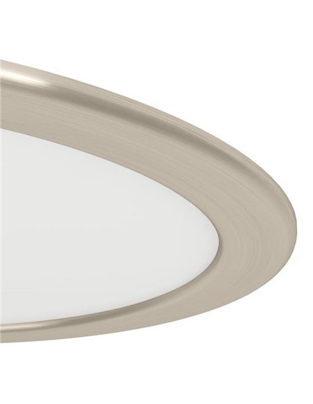 Downlight LED empotrable Ø216mm níquel mate FUEVA 6, CCT (2700K-4000K-6500K), 18,5W 2100Lm, IP20