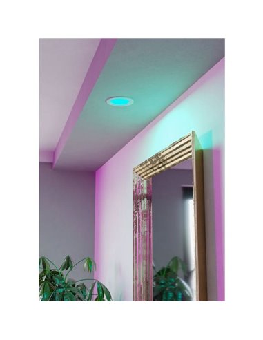 Downlight LED empotrable blanco RGB+TW Ø120mm blanco FUEVA 6-Z, CTT (2700K-4000K-6500K), 5W 620Lm, IP44