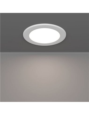 Downlight LED empotrable blanco RGB+TW Ø120mm blanco FUEVA 6-Z, CTT (2700K-4000K-6500K), 5W 620Lm, IP44