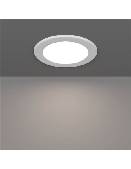 Downlight LED embutido branco RGB+TW Ø120mm branco FUEVA 6-Z, CTT (2700K-4000K-6500K), 5W 620Lm, IP44