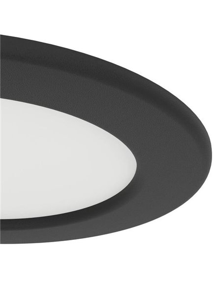 Downlight LED RGB+TW preto de embutir Ø120mm FUEVA 6-Z, CTT (2700K-4000K-6500K), 5W 620Lm, IP44