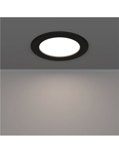 Downlight LED RGB+TW preto de embutir Ø120mm FUEVA 6-Z, CTT (2700K-4000K-6500K), 5W 620Lm, IP44
