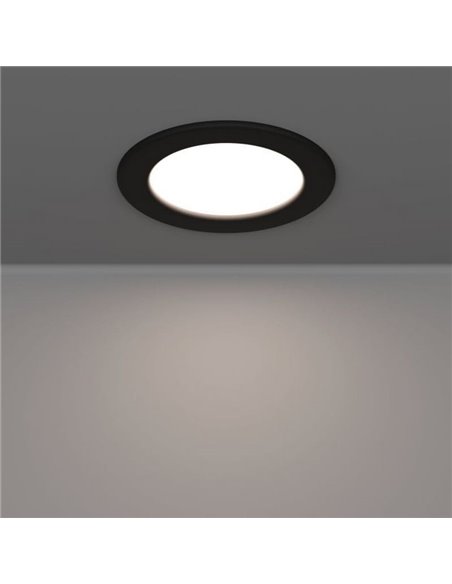 Downlight LED empotrable negro RGB+TW Ø120mm FUEVA 6-Z, CTT (2700K-4000K-6500K), 5W 620Lm, IP44
